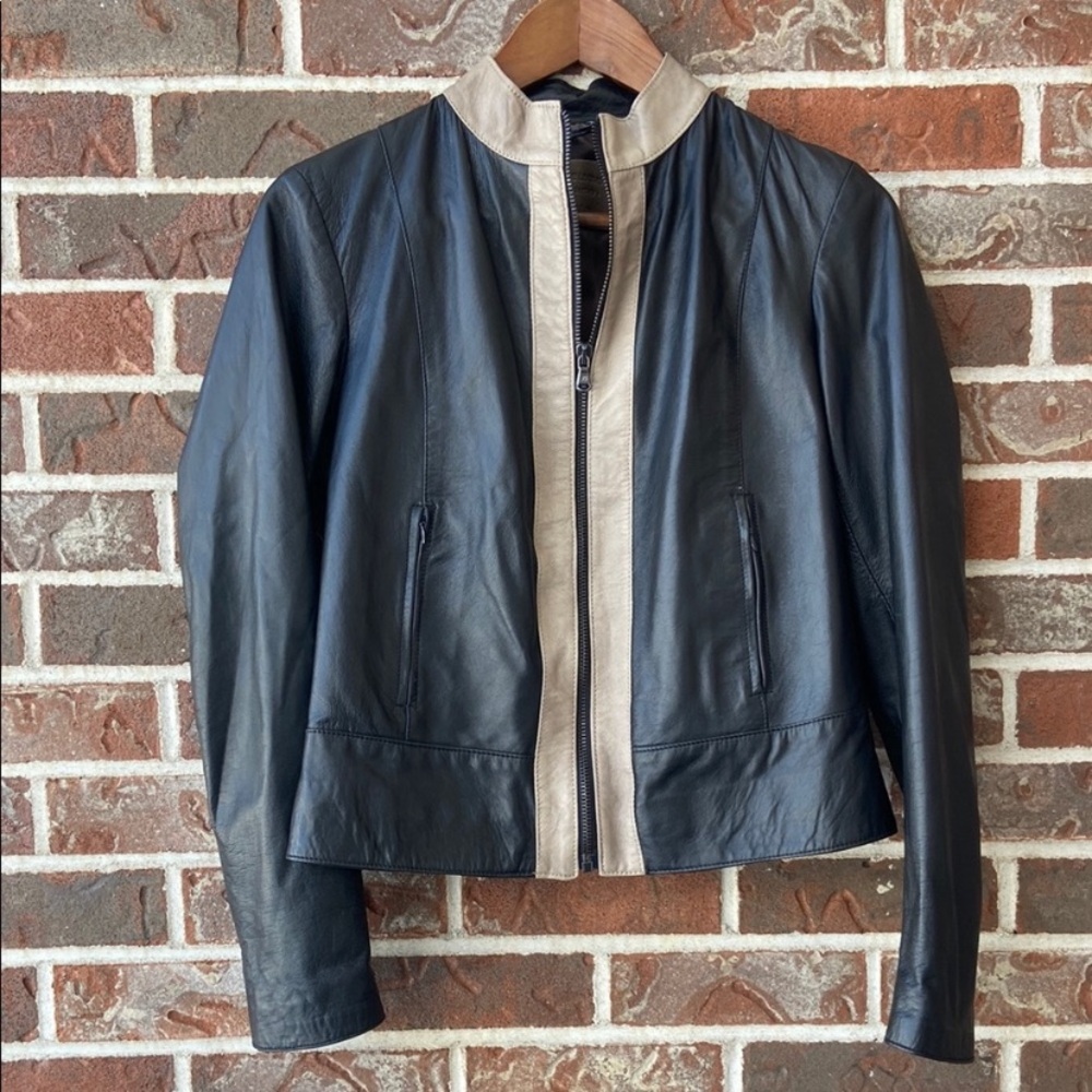 Buttery Soft Bata Black and Cream Leather Jacket